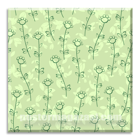 Yeşil Zeminli Çiçek Dalı Desen